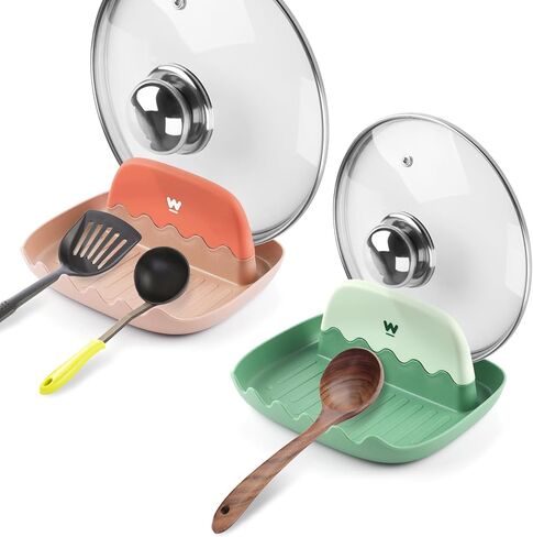 Spoon and Lid Rest - 2 Packs Spoon Rest with Lid Holder, Neat & Drip-Free Spoon Rest for Countertop Stove Top, Heat-Resistant Utensil Rest for Spoons, Pot Lids, Spatulas, Utensils, Forks in Saudi Arabia