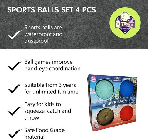 GERARDO'S TOYS Mini Sports Balls - Assorted Toy Ball Set Volleyball, Basketball, Rugby Ball, Football for Beach, Pool or Indoor Use Small Balls for Toddlers and Kids Age 3 and Up Indoor Balls for Kids in Saudi Arabia