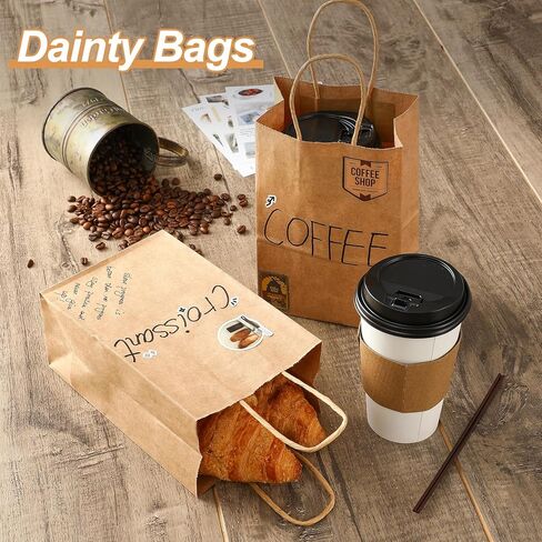 AOZITA 55 عبوة من أكياس الهدايا الورقية بمقابض، 5.25 × 3.25 × 8.25 بوصة أكياس ورق كرافت صغيرة للحفلات لحفلات استقبال المولود الجديد، والحرف اليدوية، والتسوق، والتجزئة، والزفاف، ومستلزمات حفلات أعياد الميلاد in Kuwait