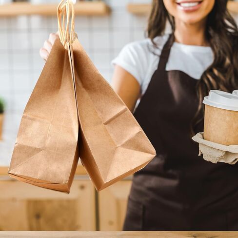 AOZITA 55 عبوة من أكياس الهدايا الورقية بمقابض، 5.25 × 3.25 × 8.25 بوصة أكياس ورق كرافت صغيرة للحفلات لحفلات استقبال المولود الجديد، والحرف اليدوية، والتسوق، والتجزئة، والزفاف، ومستلزمات حفلات أعياد الميلاد in Kuwait