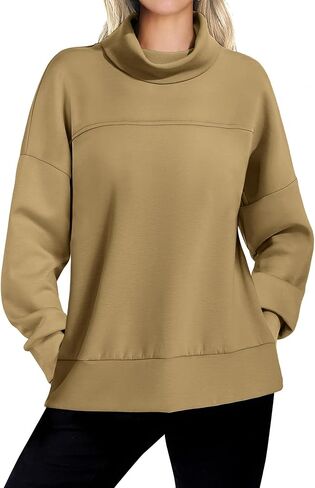 Bloggerlove كنزات نسائية كبيرة الحجم بياقة مدورة وأكمام طويلة بلوفر بغطاء للرأس سترة خريف عصرية موضة 2024 in Kuwait