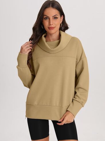 Bloggerlove كنزات نسائية كبيرة الحجم بياقة مدورة وأكمام طويلة بلوفر بغطاء للرأس سترة خريف عصرية موضة 2024 in Kuwait