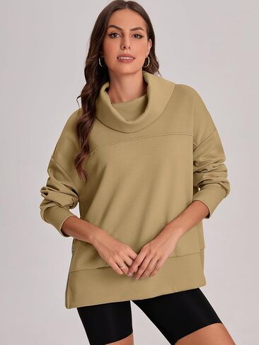 Bloggerlove كنزات نسائية كبيرة الحجم بياقة مدورة وأكمام طويلة بلوفر بغطاء للرأس سترة خريف عصرية موضة 2024 in Kuwait