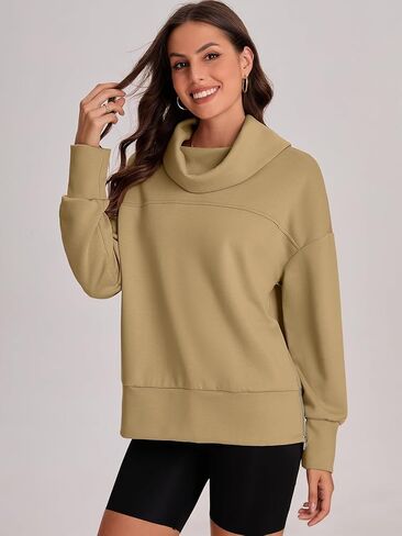 Bloggerlove كنزات نسائية كبيرة الحجم بياقة مدورة وأكمام طويلة بلوفر بغطاء للرأس سترة خريف عصرية موضة 2024 in Kuwait