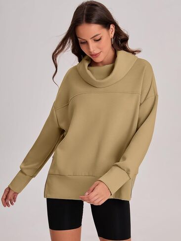 Bloggerlove كنزات نسائية كبيرة الحجم بياقة مدورة وأكمام طويلة بلوفر بغطاء للرأس سترة خريف عصرية موضة 2024 in Kuwait