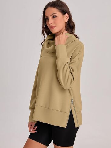 Bloggerlove كنزات نسائية كبيرة الحجم بياقة مدورة وأكمام طويلة بلوفر بغطاء للرأس سترة خريف عصرية موضة 2024 in Kuwait