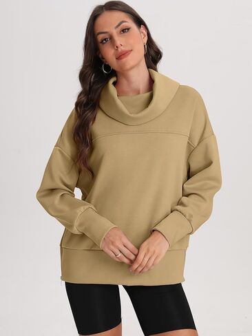 Bloggerlove كنزات نسائية كبيرة الحجم بياقة مدورة وأكمام طويلة بلوفر بغطاء للرأس سترة خريف عصرية موضة 2024 in Kuwait