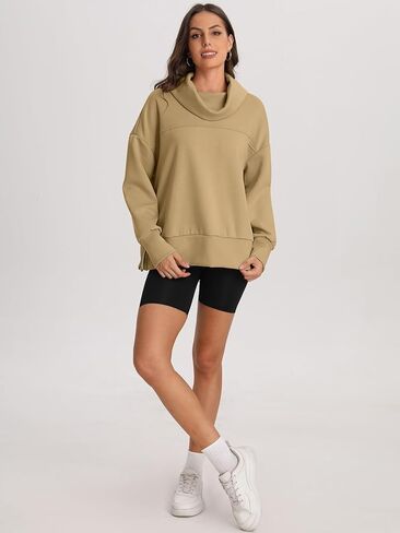 Bloggerlove كنزات نسائية كبيرة الحجم بياقة مدورة وأكمام طويلة بلوفر بغطاء للرأس سترة خريف عصرية موضة 2024 in Kuwait