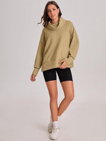 Bloggerlove كنزات نسائية كبيرة الحجم بياقة مدورة وأكمام طويلة بلوفر بغطاء للرأس سترة خريف عصرية موضة 2024 in Kuwait