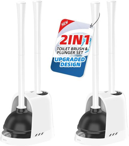 Toilet Plunger and Brush Set, Heavy Duty Toilet Brush Plunger Combo for Bathroom Cleaning, Extended Handle Plunger, Toilet Bowl Brush and Plunger Set for Deeply Cleaning, Black, 2 Sets in Saudi Arabia