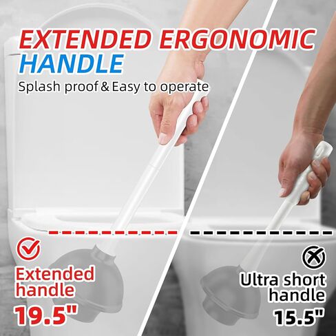 Toilet Plunger and Brush Set, Heavy Duty Toilet Brush Plunger Combo for Bathroom Cleaning, Extended Handle Plunger, Toilet Bowl Brush and Plunger Set for Deeply Cleaning, Black, 2 Sets in Saudi Arabia
