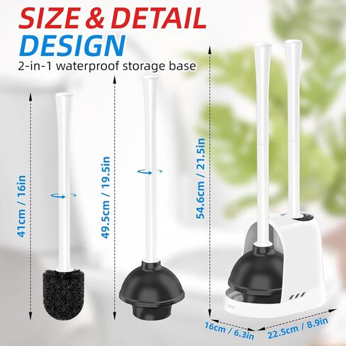 Toilet Plunger and Brush Set, Heavy Duty Toilet Brush Plunger Combo for Bathroom Cleaning, Extended Handle Plunger, Toilet Bowl Brush and Plunger Set for Deeply Cleaning, Black, 2 Sets in Saudi Arabia