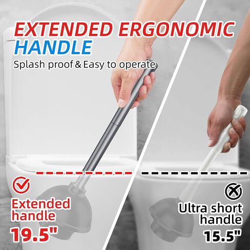 Toilet Plunger and Brush Set, Heavy Duty Toilet Brush Plunger Combo for Bathroom Cleaning, Extended Handle Plunger, Toilet Bowl Brush and Plunger Set for Deeply Cleaning, Black, 2 Sets in Saudi Arabia