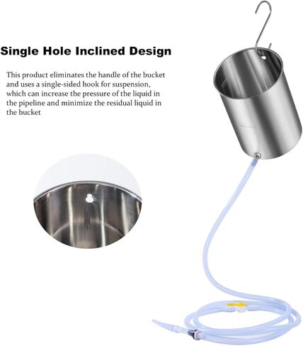 مجموعة حقنة شرجية قابلة لإعادة الاستخدام - دلو حقنة شرجية من الفولاذ المقاوم للصدأ 304 سعة 2 لتر، قطعتين خراطيم سيليكون بطول 6.56 قدم، حقن شرجية لتنظيف القولون للنساء/الرجال in Kuwait