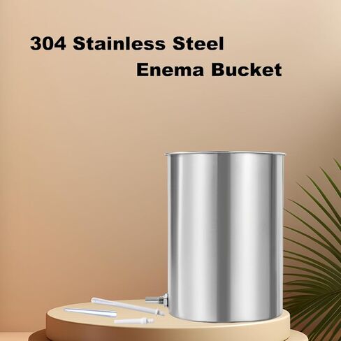 مجموعة حقنة شرجية قابلة لإعادة الاستخدام - دلو حقنة شرجية من الفولاذ المقاوم للصدأ 304 سعة 2 لتر، قطعتين خراطيم سيليكون بطول 6.56 قدم، حقن شرجية لتنظيف القولون للنساء/الرجال in Kuwait
