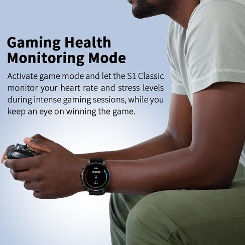 ساعة بلاك شارك S1 الكلاسيكية الذكية، شاشة AMOLED مقاس 1.43 بوصة، عمر البطارية 12 يومًا، أكثر من 100 وضع رياضي، اتصال عبر البلوتوث، وضع مراقبة صحة الألعاب، IP68، فضي in Kuwait
