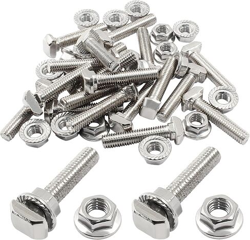Hordion 20sets M5 x 16mm T Slot Drop-in Bolt and M5 Hex Flange Nut Set, Hammer Head Bolts T Shape Stud Sliding Screw for 20 Series Aluminum Profile in Kuwait