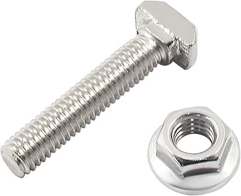 Hordion 20sets M5 x 16mm T Slot Drop-in Bolt and M5 Hex Flange Nut Set, Hammer Head Bolts T Shape Stud Sliding Screw for 20 Series Aluminum Profile in Kuwait
