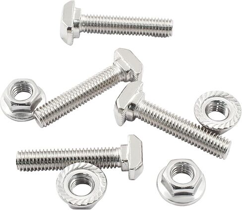 Hordion 20sets M5 x 16mm T Slot Drop-in Bolt and M5 Hex Flange Nut Set, Hammer Head Bolts T Shape Stud Sliding Screw for 20 Series Aluminum Profile in Kuwait