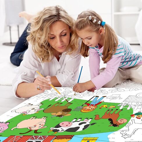 كتب تلوين يونيكورن للاطفال، ملصق تلوين عملاق على شكل يونيكورن، مفرش طاولة كبير للتلوين للاولاد والبنات، لوازم حفلات اعياد الميلاد، 31.4 × 43.3 انش in Saudi Arabia