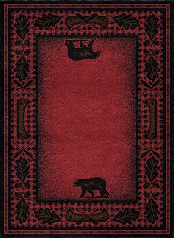 سجادة منطقة المشي من Rug Empire Rustic Lodge Cabin Bear Walk، مقاس 5'3"x7'3" in Saudi Arabia
