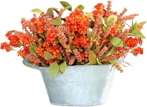 Artificial Flower Fall Fake Flower with Pot Artificial Fall Flowers Autumn Plants Flowers for Outdoors Thanksgiving Autumn Decor Decorations for Home in Saudi Arabia