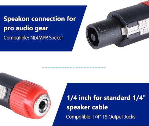 2 Packs Speakon to 1/4 Connector - 2pcs Speak-On Male to 1/4" TS Female Jack Adapter End - NL4FC to 1/4 Inch Converter Jack with Twist Lock for Pro PA DJ Loudspeaker Amplifier Mixer (2-Pack) in Kuwait