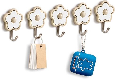 [5 Pack] Cute Floret Utility Hooks Heavy Duty Up to 5 Pounds, Waterproof and Oil Proof. Hanging Key. Stick On Wall Kitchen Bathroom Ceiling Or Office Windows Hangers (Purple), FH03 in Saudi Arabia