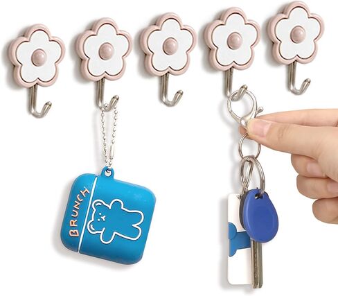 [5 Pack] Cute Floret Utility Hooks Heavy Duty Up to 5 Pounds, Waterproof and Oil Proof. Hanging Key. Stick On Wall Kitchen Bathroom Ceiling Or Office Windows Hangers (Purple), FH03 in Saudi Arabia