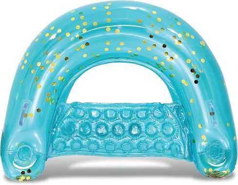 POZA Inflatable Pool Float Chair - Luxurious Lounger Filled with Sparkle Confetti, 2 Built in Cup Holders & Handles, Water Floating Chair for Beach, Lake & Swimming Pool - 48 x 38 Inch in Kuwait