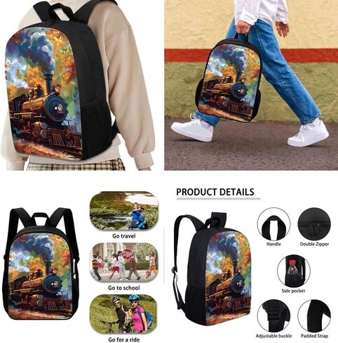 Belidome Train Backpack with Lunch Box Kit Pencil Case for Kids Boy Girl School Book Bag Set of 3, Back to School Gifts, Lightweight in Saudi Arabia