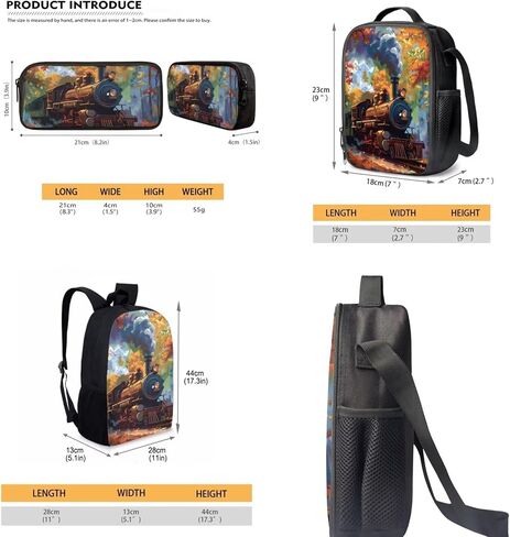 Belidome Train Backpack with Lunch Box Kit Pencil Case for Kids Boy Girl School Book Bag Set of 3, Back to School Gifts, Lightweight in Saudi Arabia