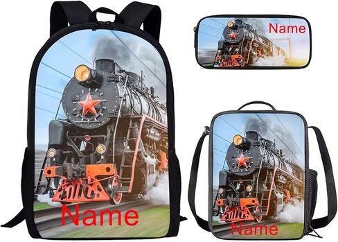 Belidome Train Backpack with Lunch Box Kit Pencil Case for Kids Boy Girl School Book Bag Set of 3, Back to School Gifts, Lightweight in Saudi Arabia