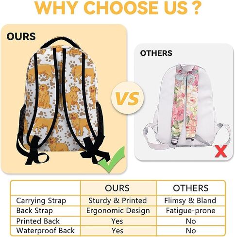 Golden Retriever Backpack Gifts, 16 Inch Cute Dog Pattern Bookbag Durable, Lightweight, Large Capacity in Saudi Arabia