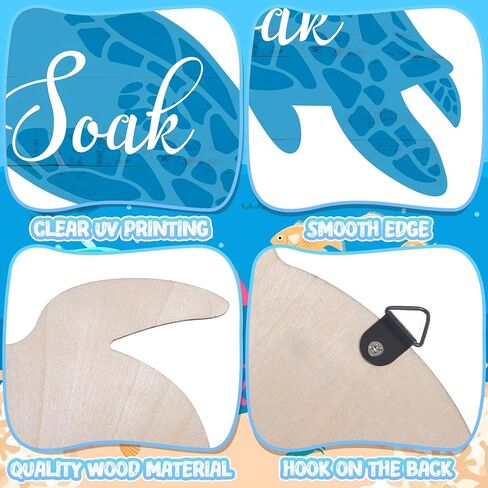 ZhouBoat 4 قطع جدار الفن السلحفاة البحرية للحمام السلحفاة البحرية جدار ديكور الاسترخاء نقع الاسترخاء التنفس جدار الفن علامة الحمام الخشبية سلحفاة البحر المحيط جدار ديكور للمنزل جدار سبا الحمام الغسيل (المحيط) in Kuwait