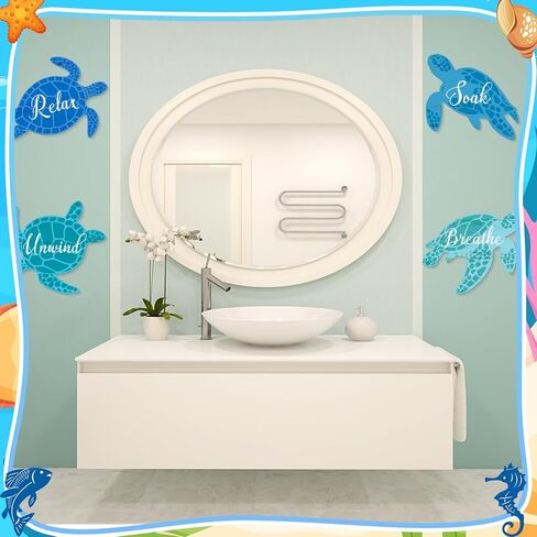 ZhouBoat 4 قطع جدار الفن السلحفاة البحرية للحمام السلحفاة البحرية جدار ديكور الاسترخاء نقع الاسترخاء التنفس جدار الفن علامة الحمام الخشبية سلحفاة البحر المحيط جدار ديكور للمنزل جدار سبا الحمام الغسيل (المحيط) in Kuwait