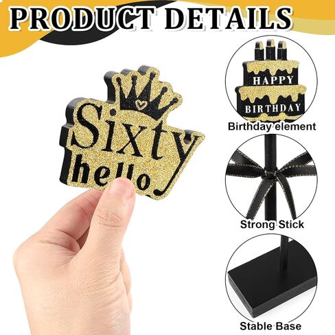 3 Pcs 60th Birthday Table Decorations Wooden Signs,Happy 60th Birthday Tiered Tray Decorations for men women Birthday Party Decor (60) in Kuwait