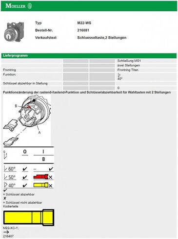 EATON CUTLER HAMMER - M22-WS - KEY SELECTOR SWITCH OPERATOR in Saudi Arabia