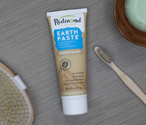 معجون ريدموند ريدموند الترابي - معجون أسنان طبيعي خالٍ من الفلورايد، أنبوب 4 أونصة (3 عبوات، نعناع، ​​وينترغرين، قرفة) in Kuwait