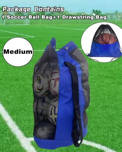 Soccer Ball Bag,Adjustable Shoulder Strap Extra Large Drawstring Mesh Ball Bag,Heavy Duty Soccer Ball Bags for Coaches,Mesh Equipment Bag for Basketball,Football, Volleyball, Swimming Gear in Saudi Arabia