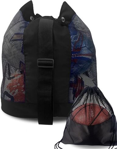 Soccer Ball Bag,Adjustable Shoulder Strap Extra Large Drawstring Mesh Ball Bag,Heavy Duty Soccer Ball Bags for Coaches,Mesh Equipment Bag for Basketball,Football, Volleyball, Swimming Gear in Saudi Arabia