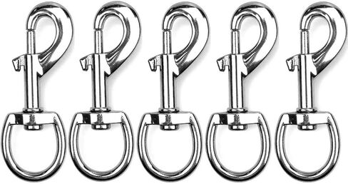 5pcs 3.5'' by 1/2-Inch Round Steel Swivel Eye Bolt Snap Hook - Use for Pet Leash Flag Pole Key Chain Clothlines Tarp Cover,Nickel Plated (3.5",5pcs) in Saudi Arabia