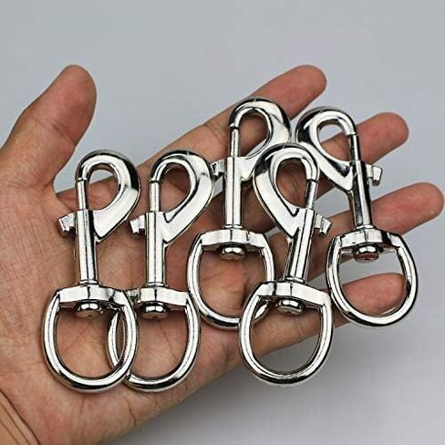 5pcs 3.5'' by 1/2-Inch Round Steel Swivel Eye Bolt Snap Hook - Use for Pet Leash Flag Pole Key Chain Clothlines Tarp Cover,Nickel Plated (3.5",5pcs) in Saudi Arabia