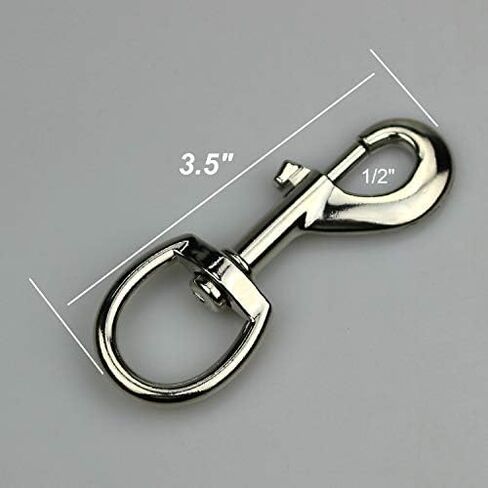 5pcs 3.5'' by 1/2-Inch Round Steel Swivel Eye Bolt Snap Hook - Use for Pet Leash Flag Pole Key Chain Clothlines Tarp Cover,Nickel Plated (3.5",5pcs) in Saudi Arabia