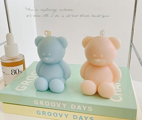 Cute Bear Shape Scented Candle,70G Handmade Aesthetic Soy Wax Aroma Decorative Candle for Table Photo Prop Wedding Birthday,Prefect Gift for Meditation Stress Relief Mood Boosting (Yellow) in Saudi Arabia