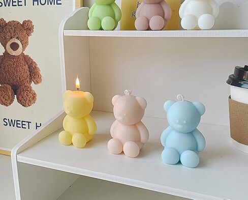 Cute Bear Shape Scented Candle,70G Handmade Aesthetic Soy Wax Aroma Decorative Candle for Table Photo Prop Wedding Birthday,Prefect Gift for Meditation Stress Relief Mood Boosting (Yellow) in Saudi Arabia