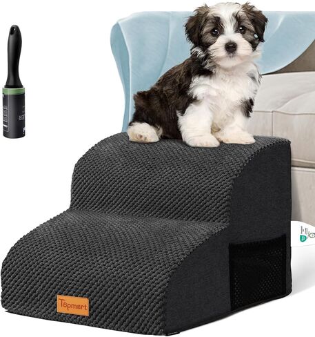 توب مارت سلالم كلاب اسفنجية ممتدة عالية الكثافة بطبقتين، ارتفاع 11.8 انش، سلم كلاب غير قابل للانزلاق، سلم كلاب من الفوم الناعم، مثالي للكلاب المصابة والقطط الأكبر سنا والحيوانات الاليفة التي تعاني من in Kuwait