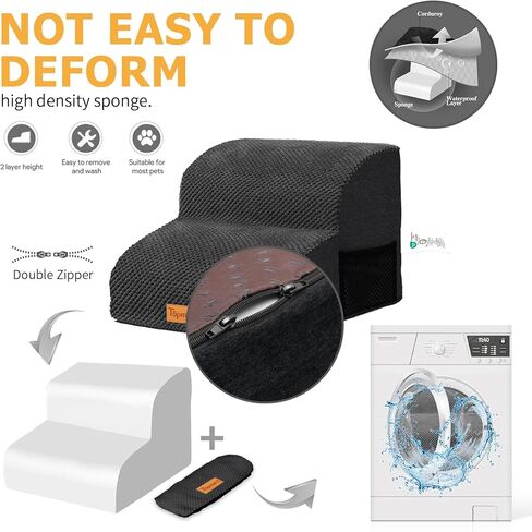 توب مارت سلالم كلاب اسفنجية ممتدة عالية الكثافة بطبقتين، ارتفاع 11.8 انش، سلم كلاب غير قابل للانزلاق، سلم كلاب من الفوم الناعم، مثالي للكلاب المصابة والقطط الأكبر سنا والحيوانات الاليفة التي تعاني من in Kuwait