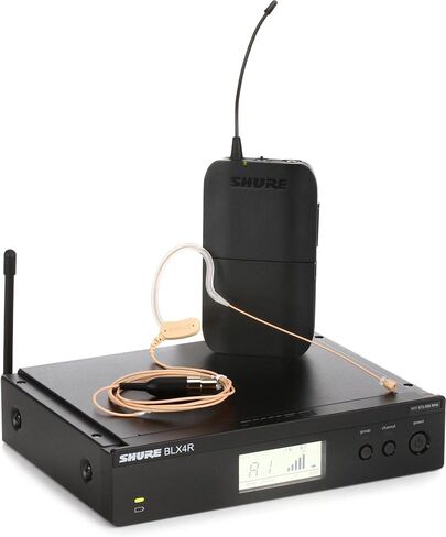 Shure BLX14R/MX53 UHF Wireless Microphone System - Perfect for Broadcast, Church, Presentations - 14-Hour Battery Life, 300 ft Range | MX153 Headset Mic, Single Channel Rack Mount Receiver | H8 Band in Saudi Arabia