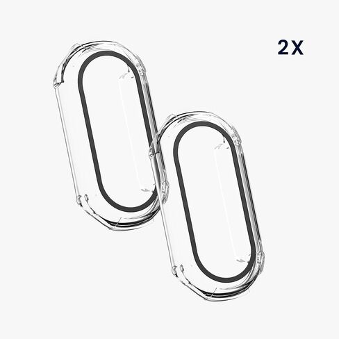 kwmobile Cover Comaptible with Xiaomi Mi Band 8 Covers - 2X Tempered Glass with Plastic Frame - Transparent in Saudi Arabia